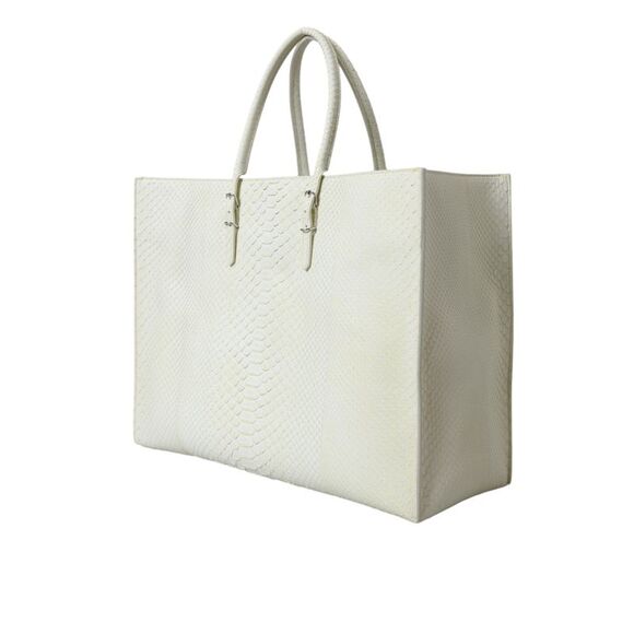 Balenciaga White Yellow Exotic Skin Leather Shopping Tote PAPIER Women's Bag - Picture 3 of 6